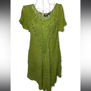 Green Lace Detail Women's Dress